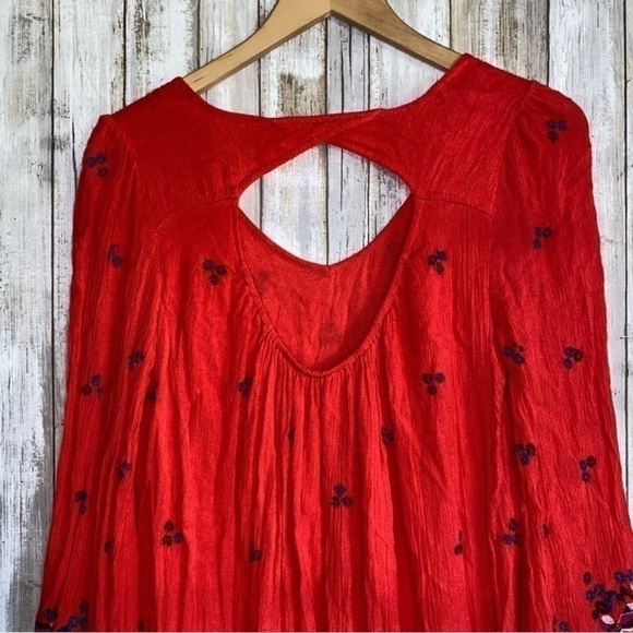 Free People Oxford Floral Embroidered Open Back Mini Dress - Picture 7 of 11